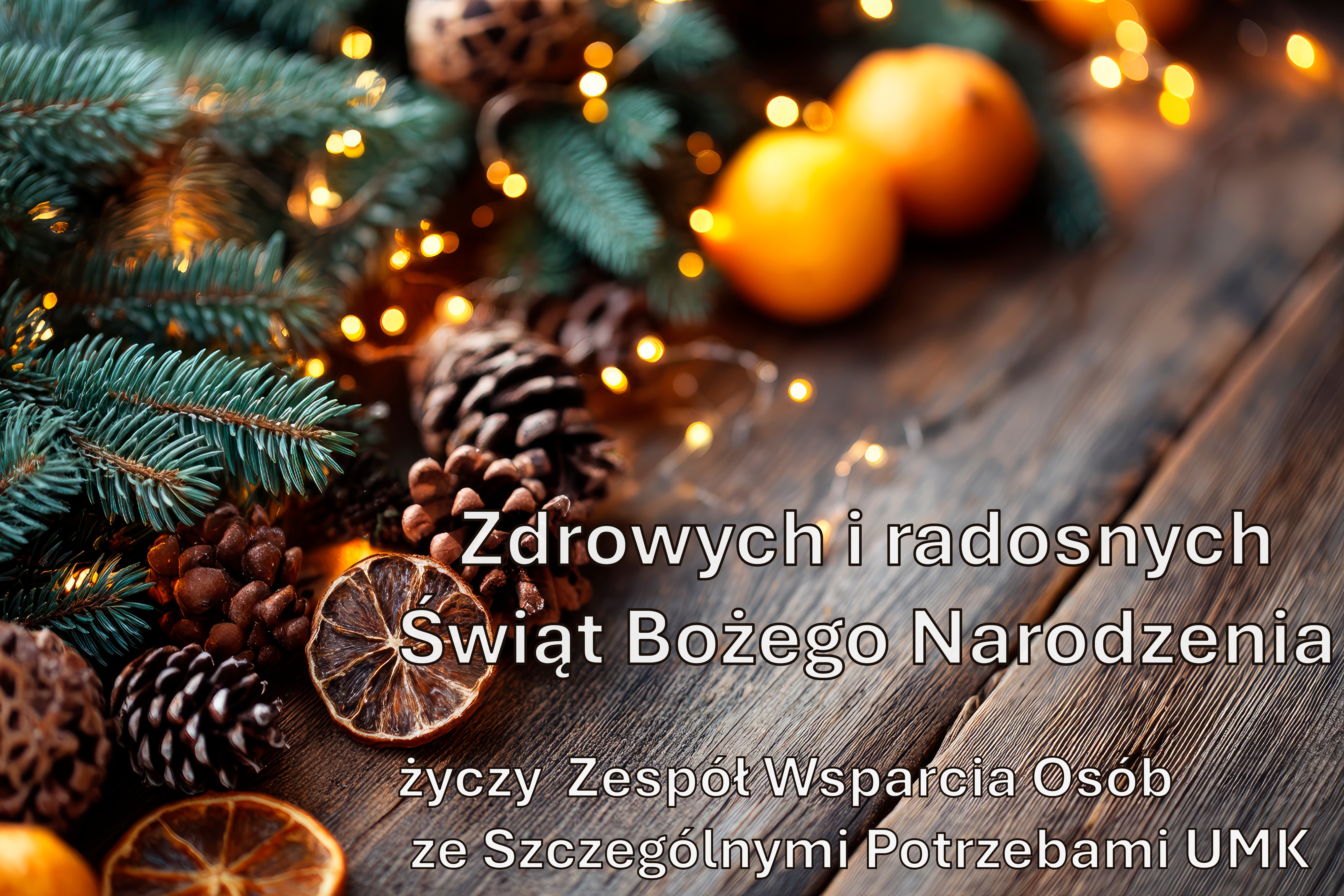 Zdrowych i pogodnych Świąt Bożego Narodzenia życzy Zesp&oacute;ł Wsparcia Os&oacute;b ze Szczeg&oacute;lnymi Potrzebami UMK